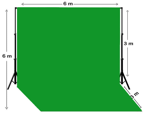 6m W x 6m H Chroma Key Green Photography Backdrop with Backdrop Stand