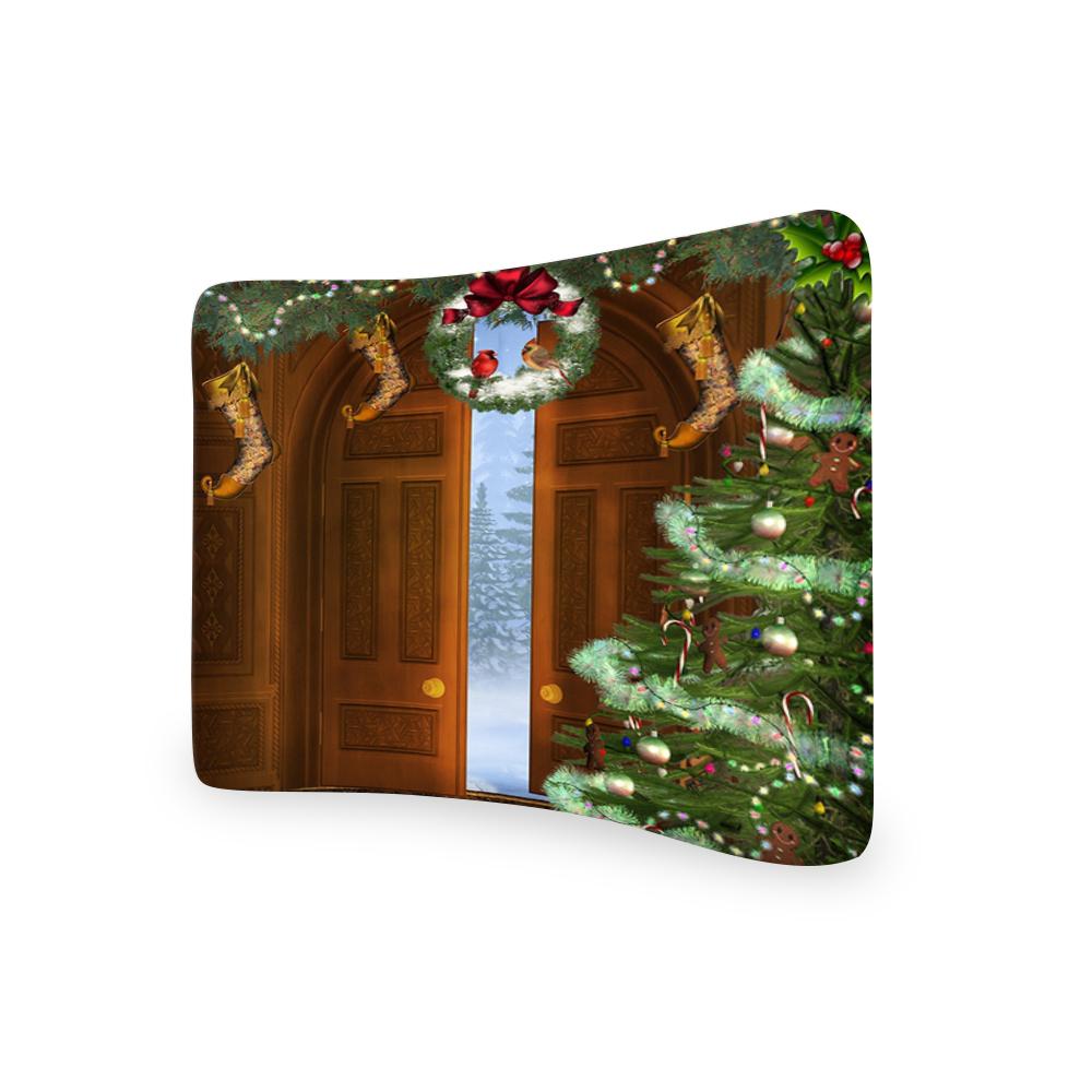 Door Step Christmas  CURVED TENSION FABRIC MEDIA WALL