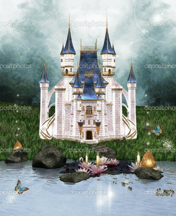 Enchanted Castle Stone Lake  Backdrop.