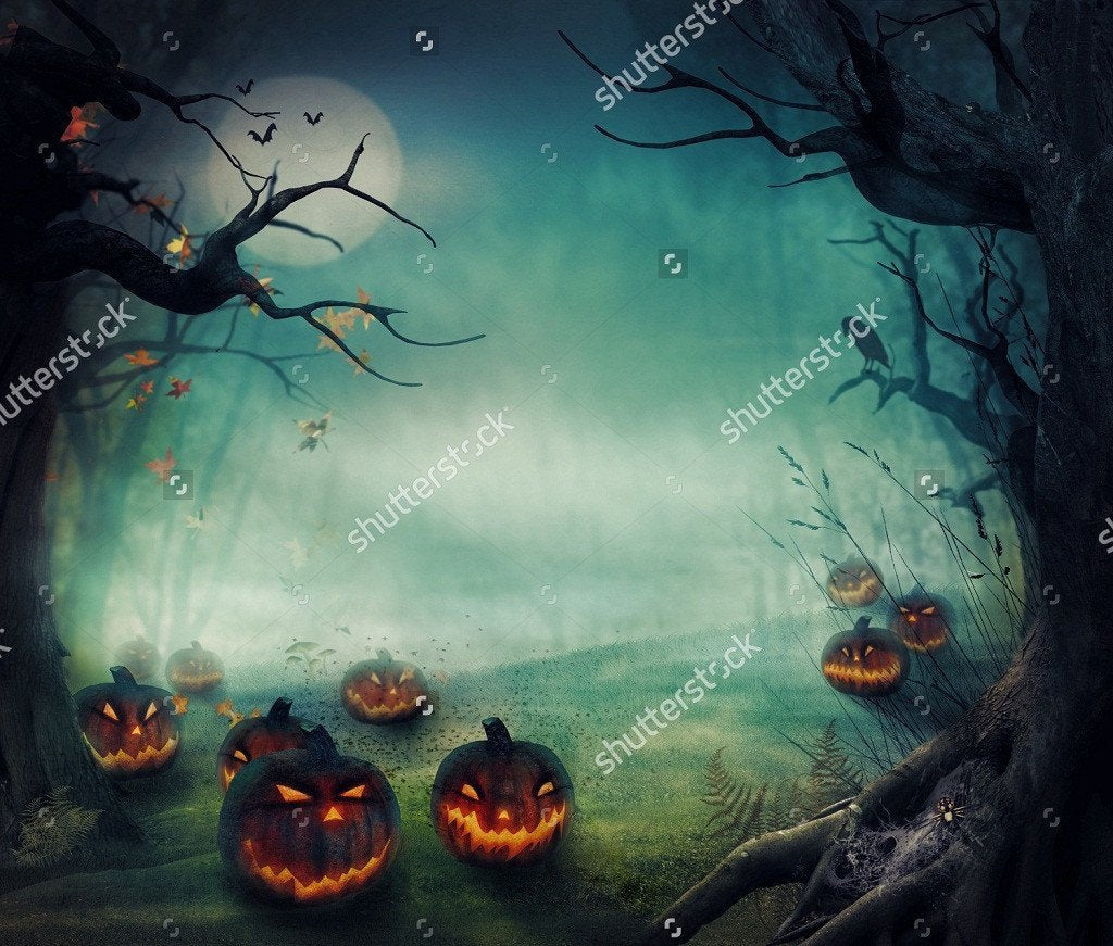 Forest Pumpkin with Spooky Tree  Backdrop