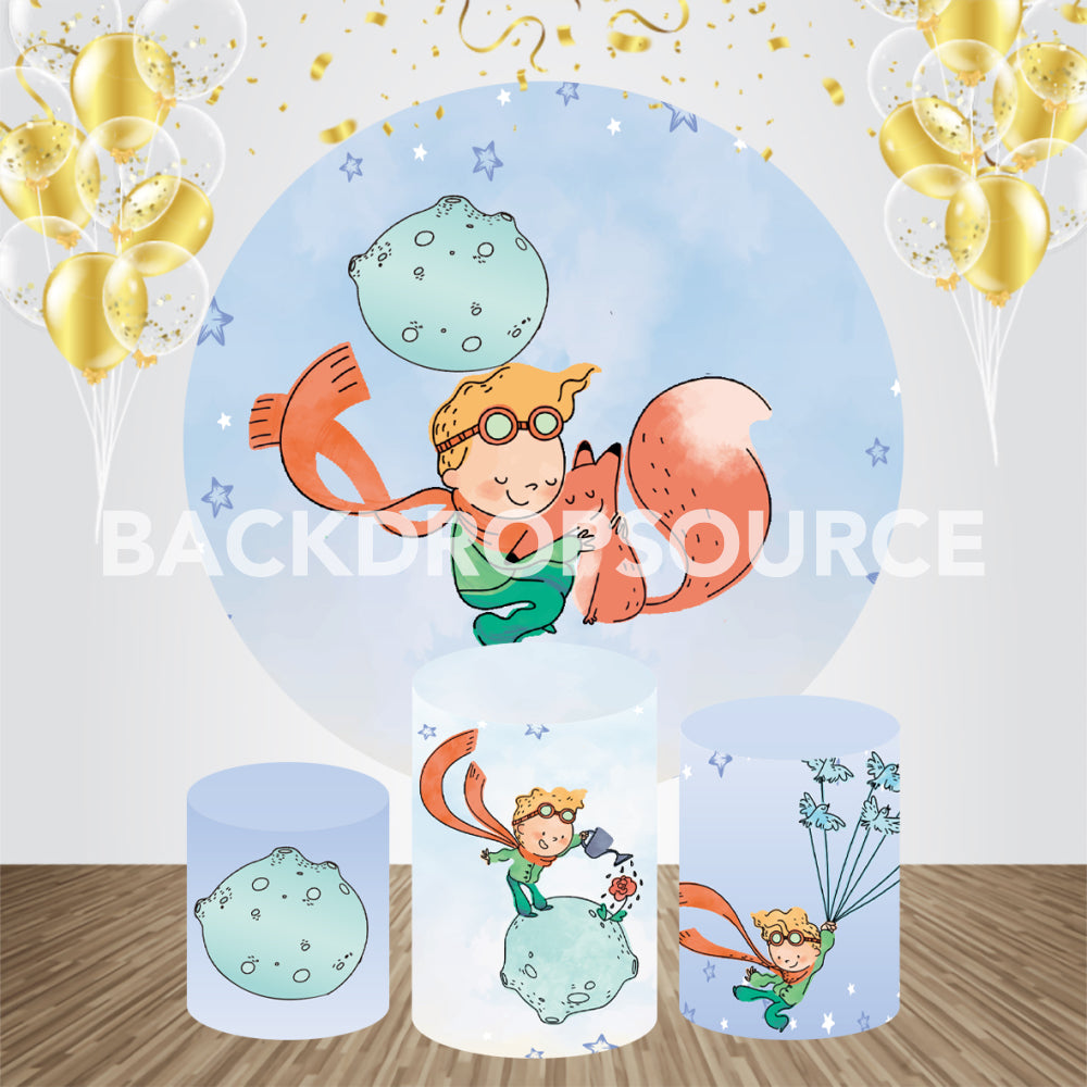 Baby Boy Cartoon Themed Event Party Round Backdrop Kit