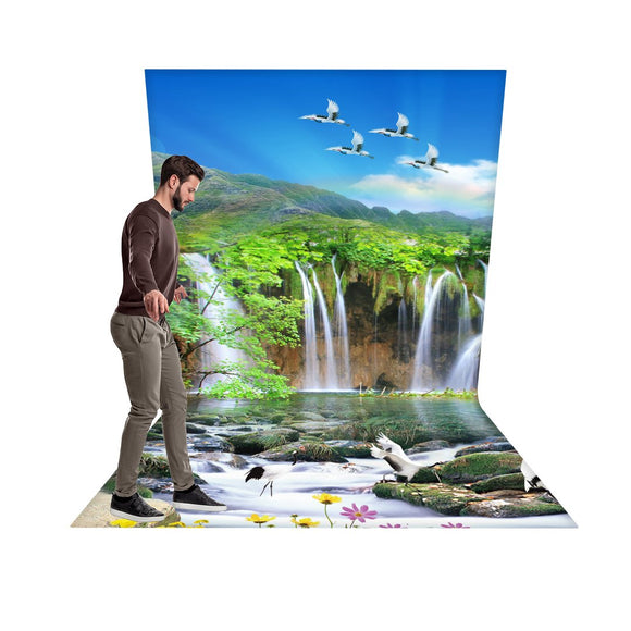 Waterfall Realist 3D Design Backdrop  L - Shaped Backwall