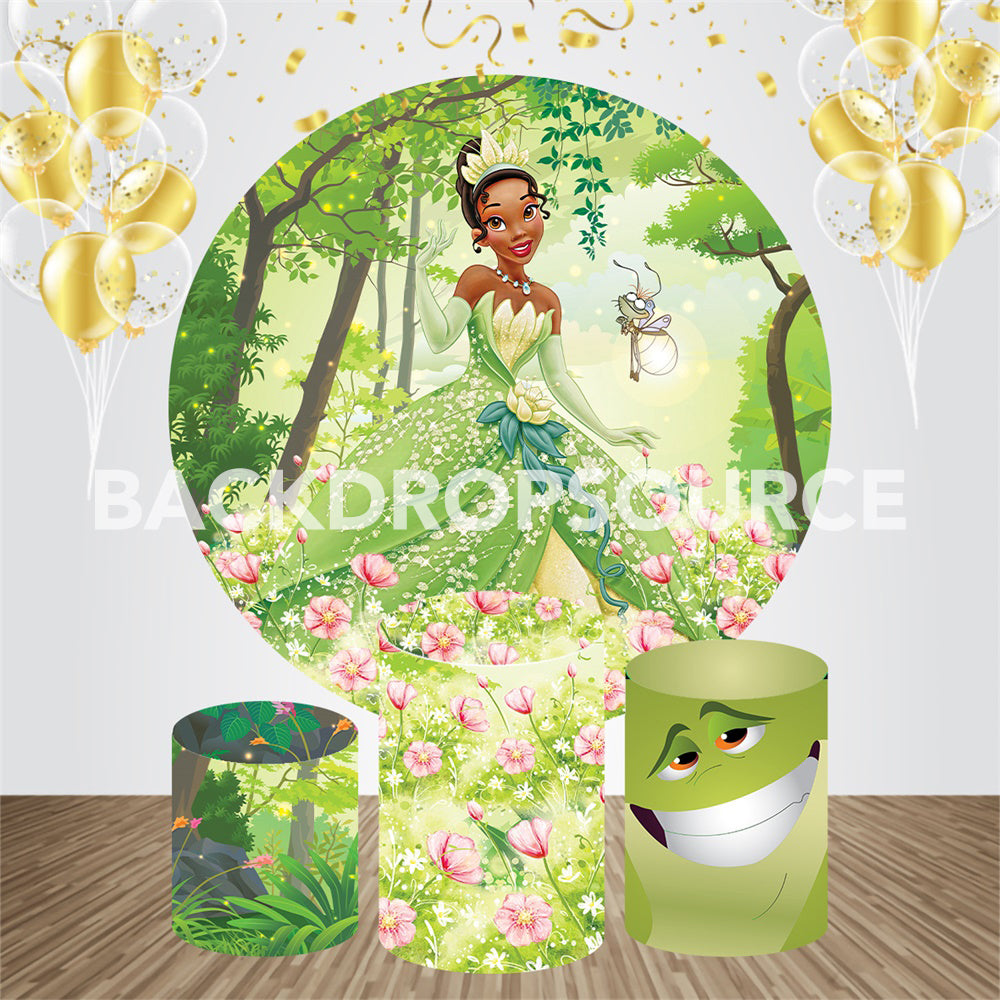 Green Princess Event Party Round Backdrop Kit