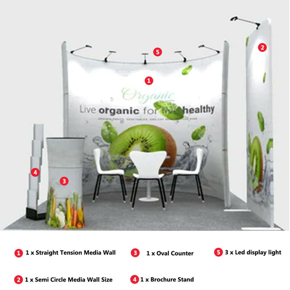 Modular U Shaped Exhibition Kit for 3m wide booths, ideal U shaped exhibition kit for trade shows and displays.