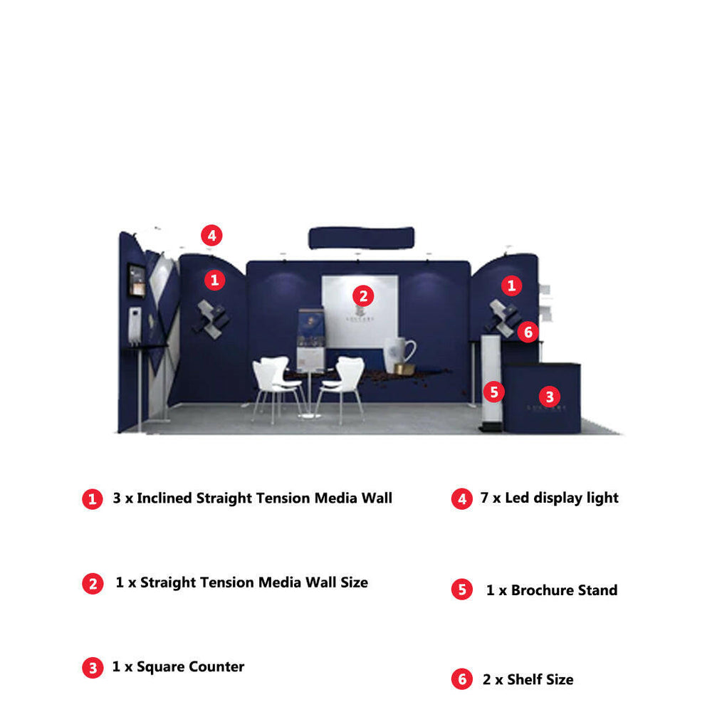 6m Straight Backdrop with Shelf Exhibition Kit.