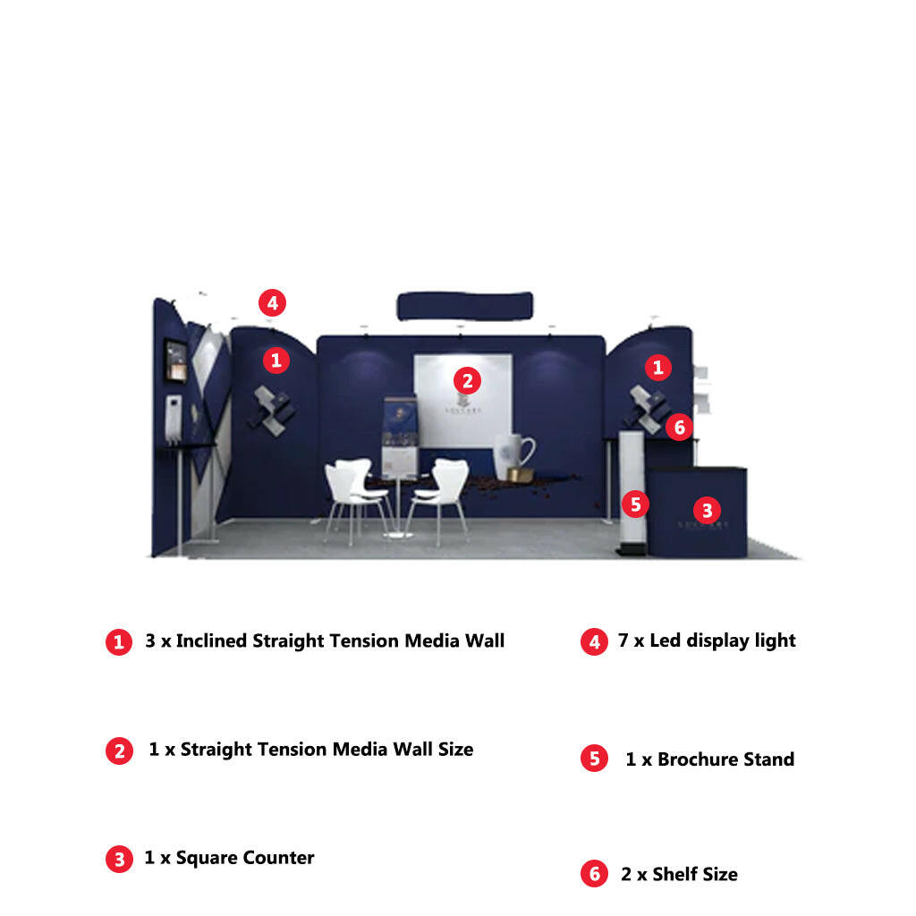 6m Straight Backdrop with Shelf Exhibition Kit.