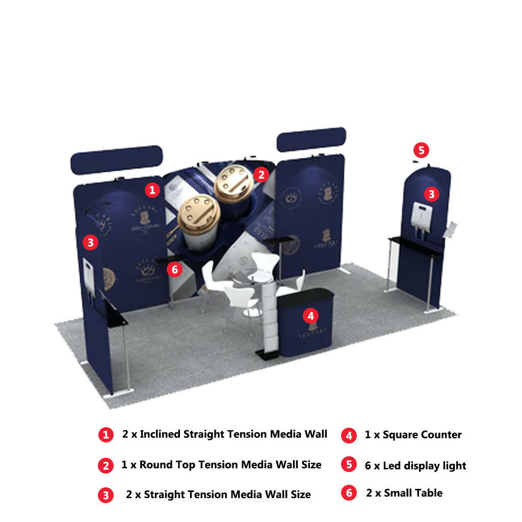 6m Straight Backdrop with Round Top Exhibition Kit.