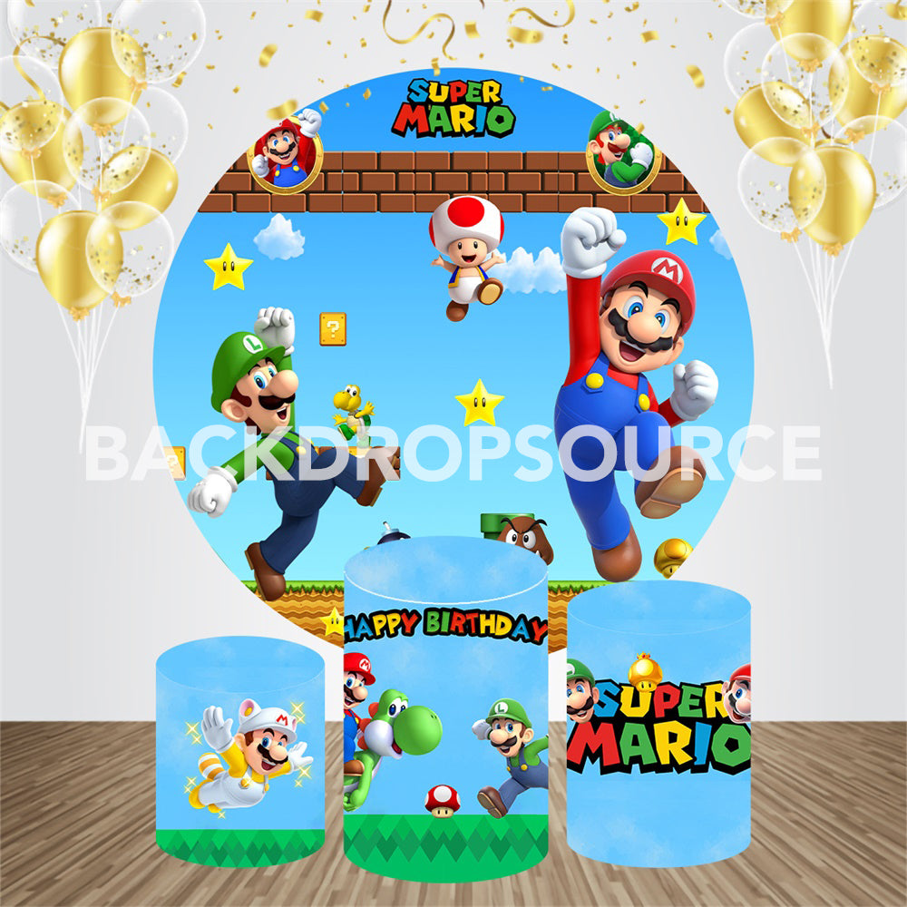 Super Mario Event Party Round Backdrop Kit