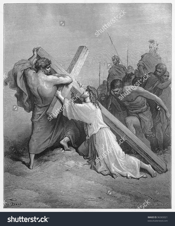 Jesus Falls with the Cross Print Photography Backdrop